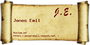 Jenes Emil névjegykártya